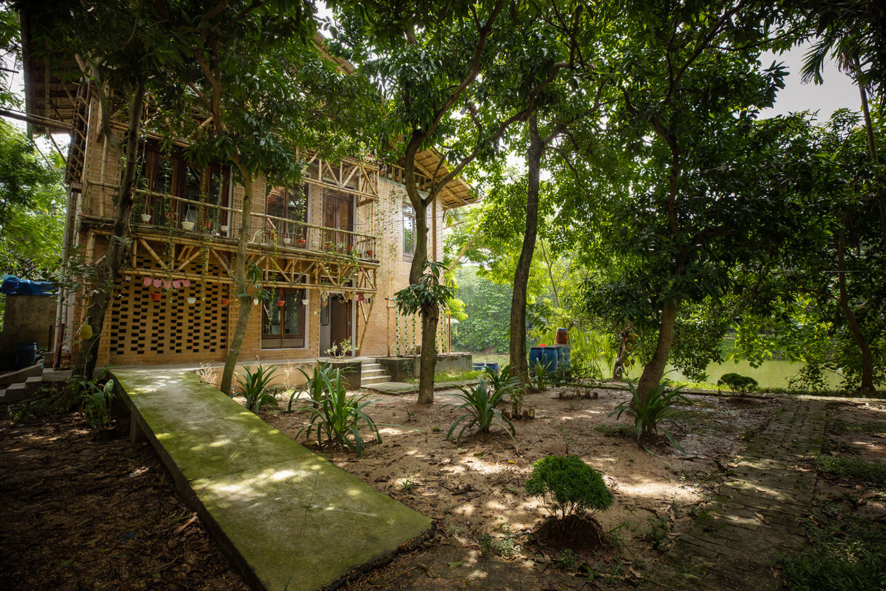 Amphibious house floating during flood season in Bangladesh